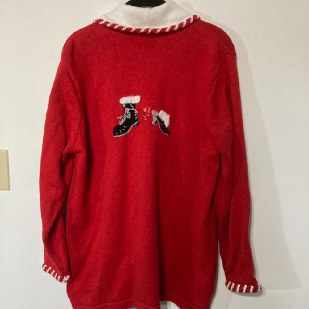 Storybook Knits Vintage Christmas Sweater, Santa & Mrs. Claus (Size L) - Picture 2 of 6